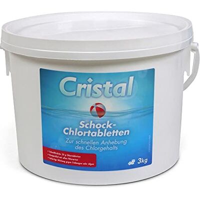 Cristal Schockchlortabletten 3 kg 20 g Chlortabletten zur Pool Stoßchlorung Effektive Desinfektion rückstandsfrei löslich Schwimmbad Whirlpool Cristal Schockchlortabletten 3 kg 20 g Chlortabletten zur Pool Stoßchlorung Effektive Desinfektion rückstandsfrei löslich Schwimmbad Whirlpool