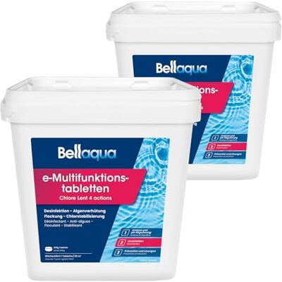 Bellaqua Chlortabletten für Pool 2 x 5 kg 200g Multitabs Langzeit Desinfektion, Algenverhütung, Flockung, Chlorstabilisierung 1 Tablette / 20 m³ pro Woche, Skimmer oder Dosierschwimmer Bellaqua Chlortabletten für Pool 2 x 5 kg 200g Multitabs Langzeit Desinfektion, Algenverhütung, Flockung, Chlorstabilisierung 1 Tablette / 20 m³ pro Woche, Skimmer oder Dosierschwimmer
