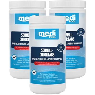 POWERHAUS24 mediPOOL Chlortabletten, Schnellchlor Tabletten 20g, Schnell-ChlorTabs, 3X 1 kg POWERHAUS24 mediPOOL Chlortabletten, Schnellchlor Tabletten 20g, Schnell-ChlorTabs, 3X 1 kg