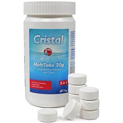 Cristal 5 in 1 Pool Chlor Multifunktionstabletten 1 kg Langzeitdesinfektion Algenvernichtung Trübungsentfernung Chlorstabilisierung Härtestabilisator Cristal 5 in 1 Pool Chlor Multifunktionstabletten 1 kg Langzeitdesinfektion Algenvernichtung Trübungsentfernung Chlorstabilisierung Härtestabilisator