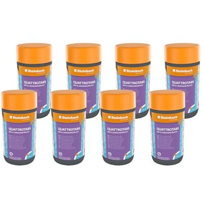 STEINBACH Poolpflege Quattrotabs 200 g langsamlöslich 0752601TV08-8X 1 kg 4-in-1 Chlortabletten mit Flockungsmittel pH-Stabilisator & Algenverhütung Multifunktionstabletten STEINBACH Poolpflege Quattrotabs 200 g langsamlöslich 0752601TV08-8X 1 kg 4-in-1 Chlortabletten mit Flockungsmittel pH-Stabilisator & Algenverhütung Multifunktionstabletten