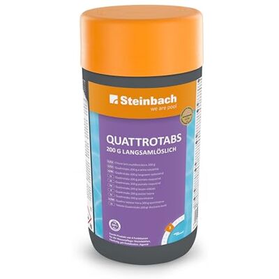 STEINBACH Poolpflege Quattrotabs 200 g langsamlöslich 0752601TV00-1 kg 4-in-1 Chlortabletten mit Flockungsmittel pH-Stabilisator & Algenverhütung Multifunktionstabletten STEINBACH Poolpflege Quattrotabs 200 g langsamlöslich 0752601TV00-1 kg 4-in-1 Chlortabletten mit Flockungsmittel pH-Stabilisator & Algenverhütung Multifunktionstabletten