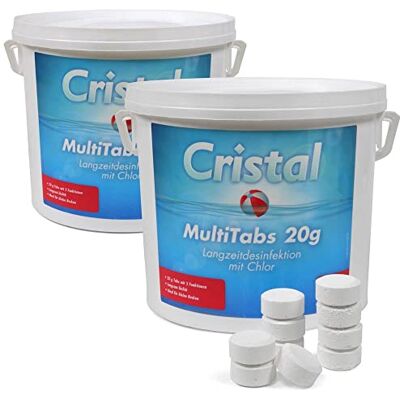 Cristal Chlor Multitabs 20g 10kg Eimer 5-in-1 Wasserpflege für Pools & Whirlpools Langzeitdesinfektion, Algenverhütung & pH-Stabilisierung Cristal Chlor Multitabs 20g 10kg Eimer 5-in-1 Wasserpflege für Pools & Whirlpools Langzeitdesinfektion, Algenverhütung & pH-Stabilisierung