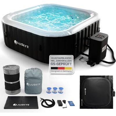 Juskys ® Whirlpool SpaLuxe – Aufblasbar, Outdoor & Winterfest, 130 Sprudeldüsen, 3000W, PVC, LED-Beleuchtung, Schwarz/Weiß Juskys ® Whirlpool SpaLuxe – Aufblasbar, Outdoor & Winterfest, 130 Sprudeldüsen, 3000W, PVC, LED-Beleuchtung, Schwarz/Weiß