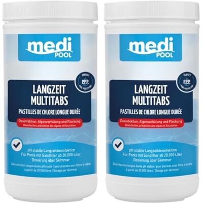 POWERHAUS24 mediPOOL 3 in 1 Chlor Multifunktionstabletten, Langzeit MultiTabs je 200g, 2X 1 kg POWERHAUS24 mediPOOL 3 in 1 Chlor Multifunktionstabletten, Langzeit MultiTabs je 200g, 2X 1 kg