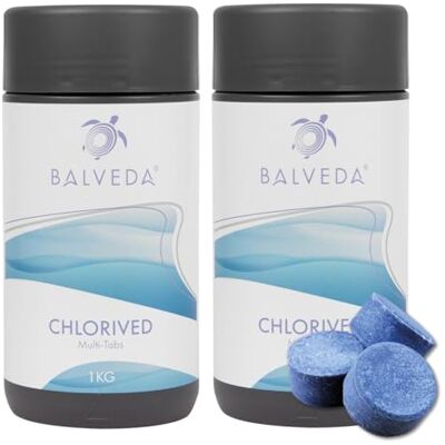 POWERHAUS24 Spar-Set 2X BALVEDA CHLORIVED Multi-Tabs 20 g Tabletten, Desinfektion & Algenschutz, 2X 1 kg, langsam löslich, pH neutral POWERHAUS24 Spar-Set 2X BALVEDA CHLORIVED Multi-Tabs 20 g Tabletten, Desinfektion & Algenschutz, 2X 1 kg, langsam löslich, pH neutral