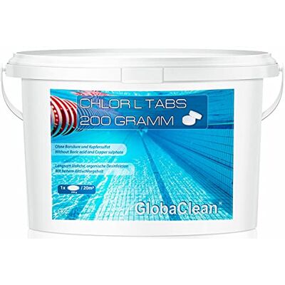 GlobaClean Chlortabletten für Pool ohne Flockungsmittel Langsamlöslich – Chlor L Tabs 200g – 3kg GlobaClean Chlortabletten für Pool ohne Flockungsmittel Langsamlöslich – Chlor L Tabs 200g – 3kg
