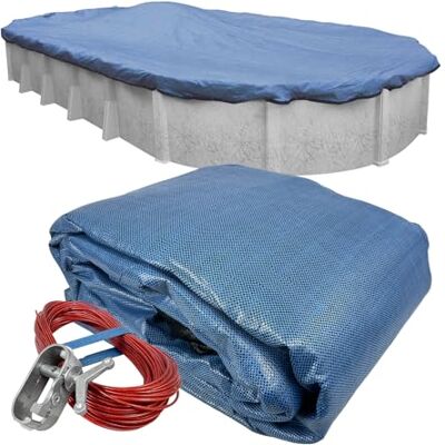 Robelle 422141-4 Blue Mesh XL Winter Poolabdeckung für ovale oberirdische Schwimmbäder, 6,4 x 12,5 m Pool Robelle 422141-4 Blue Mesh XL Winter Poolabdeckung für ovale oberirdische Schwimmbäder, 6,4 x 12,5 m Pool