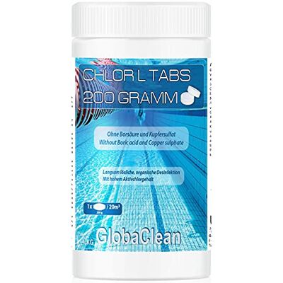 GlobaClean Chlortabletten für Pool ohne Flockungsmittel Langsamlöslich – Chlor L Tabs 200g – 1kg GlobaClean Chlortabletten für Pool ohne Flockungsmittel Langsamlöslich – Chlor L Tabs 200g – 1kg