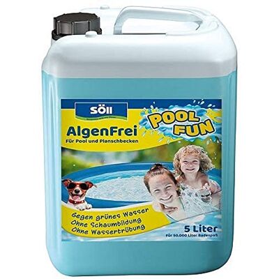 Söll 80465 PoolFun AlgenFrei 5 l Poolreiniger gegen Algen, Wasserpflege für Pool Planschbecken Kinderpool Swimmingpool Whirlpool Söll 80465 PoolFun AlgenFrei 5 l Poolreiniger gegen Algen, Wasserpflege für Pool Planschbecken Kinderpool Swimmingpool Whirlpool
