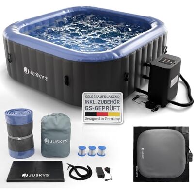 Juskys ® Whirlpool SpaLuxe – Aufblasbar, Outdoor & Winterfest, 130 Sprudeldüsen, 3000W, PVC laminiert, Grau/Blau Juskys ® Whirlpool SpaLuxe – Aufblasbar, Outdoor & Winterfest, 130 Sprudeldüsen, 3000W, PVC laminiert, Grau/Blau