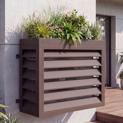 Mendler Verkleidung für Klimaanlage/Wärmetauscher HWC-O43 Dunkelbraun Abdeckung, Metall, 80x97x38cm, mit Pflanzkasten Mendler Verkleidung für Klimaanlage/Wärmetauscher HWC-O43 Dunkelbraun Abdeckung, Metall, 80x97x38cm, mit Pflanzkasten