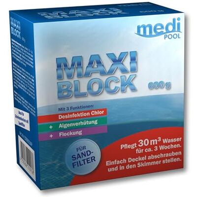 POWERHAUS24 Maxiblock 3 in 1, 600g, organisch, langsam löslich, Aktivchlor-Gehalt mindestens 90%, Desinfektion, Algenschutz, Flockung für Pools mit Sandfilteranlagen, mit Pool-Pflegetipps extra POWERHAUS24 Maxiblock 3 in 1, 600g, organisch, langsam löslich, Aktivchlor-Gehalt mindestens 90%, Desinfektion, Algenschutz, Flockung für Pools mit Sandfilteranlagen, mit Pool-Pflegetipps extra