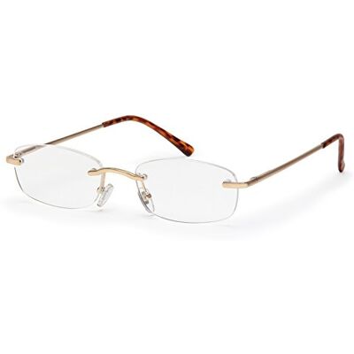 FILTRAL Randlose Lesebrille/Rahmenlose Unisex Lesehilfe mit Federbügeln für Damen & Herren in gold matt / +2,50 dpt. F4537986 FILTRAL Randlose Lesebrille/Rahmenlose Unisex Lesehilfe mit Federbügeln für Damen & Herren in gold matt / +2,50 dpt. F4537986