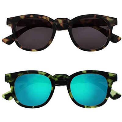 OPULIZE Bay Sonnenbrille 2er Pack Cooler Dicker Runder Rahmen Federscharniere Kratzfeste Getönte Linse UV400-Schutz Matt Braun Matt Grün Herren Damen SS97-26 +2.00 OPULIZE Bay Sonnenbrille 2er Pack Cooler Dicker Runder Rahmen Federscharniere Kratzfeste Getönte Linse UV400-Schutz Matt Braun Matt Grün Herren Damen SS97-26 +2.00