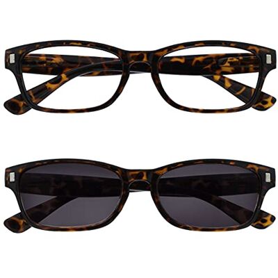 OPULIZE Die Lesebrille Unternehmen Braune Schildpatt Leser Mit UV400 Sonne Leser Wert Doppelpack Herren Frauen RS10-2 +1,50 OPULIZE Die Lesebrille Unternehmen Braune Schildpatt Leser Mit UV400 Sonne Leser Wert Doppelpack Herren Frauen RS10-2 +1,50