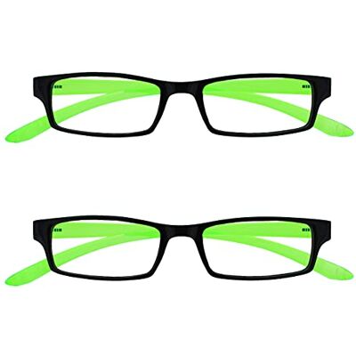 Opulize UV-Lesebrille Schwarz/Grün Unisex - +2,50 Dioptrien Opulize UV-Lesebrille Schwarz/Grün Unisex - +2,50 Dioptrien