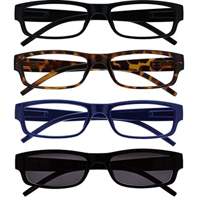 Opulize Lesebrille Schwarz Braun Blau - UV400 Sonnenschutz - 4er Pack Opulize Lesebrille Schwarz Braun Blau - UV400 Sonnenschutz - 4er Pack
