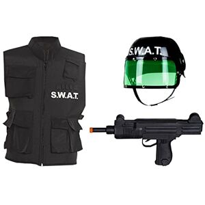 Boland SWAT-Set für Kinder, schwarz-weiß, Gewehr-Attrappe, Weste und Helm mit Visier, Waffe, Jacke, Kopfbedeckung, Kostüm, Karneval, Mottoparty Boland SWAT-Set für Kinder, schwarz-weiß, Gewehr-Attrappe, Weste und Helm mit Visier, Waffe, Jacke, Kopfbedeckung, Kostüm, Karneval, Mottoparty
