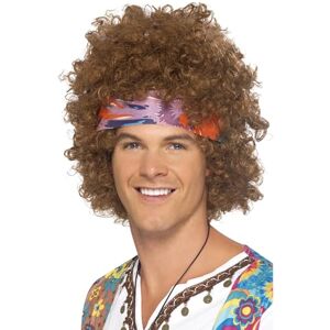 Smiffys Hippie Afro, Braun, mit Kopftuch und 60er Friedenszeichen Hippie-Medaillon Halloween Smiffys Hippie Afro, Braun, mit Kopftuch und 60er Friedenszeichen Hippie-Medaillon Halloween