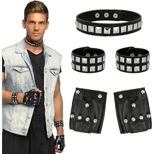 Boland 54585 Punk Kostümset, 5-teiliges Set, Handschuhe, Armbänder und Halskette für Karneval oder Mottoparty, Rocker oder Biker Accessoires Boland 54585 Punk Kostümset, 5-teiliges Set, Handschuhe, Armbänder und Halskette für Karneval oder Mottoparty, Rocker oder Biker Accessoires