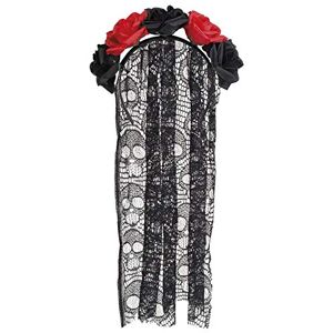 Boland 97065 Haarreif Day of the Dead, Tiara mit Schleier, Rot-Schwarz, Tag des Todes, Mexiko, Braut, Karneval, Mottoparty, Halloween Boland 97065 Haarreif Day of the Dead, Tiara mit Schleier, Rot-Schwarz, Tag des Todes, Mexiko, Braut, Karneval, Mottoparty, Halloween