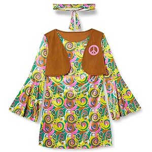 amscan 60er Jahre Hippie Kostüm Psychedelic für Damen Rosa Braun Kleid und Stirnband, 38/40 amscan 60er Jahre Hippie Kostüm Psychedelic für Damen Rosa Braun Kleid und Stirnband, 38/40
