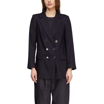 Comma Doppelreihiger Blazer aus Viskosemix mit Piqué-Struktur Comma Doppelreihiger Blazer aus Viskosemix mit Piqué-Struktur