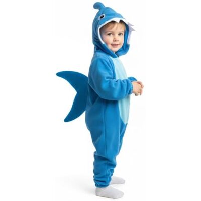 I LOVE FANCY DRESS Hai-Kostüm für Kinder, blauer Overall mit Kapuze, Flosse Blauer Hai Kostüm mit Overall, angenähter Kapuze, Flosse und Schwanz für Halloween, Welttag des Buches I LOVE FANCY DRESS Hai-Kostüm für Kinder, blauer Overall mit Kapuze, Flosse Blauer Hai Kostüm mit Overall, angenähter Kapuze, Flosse und Schwanz für Halloween, Welttag des Buches