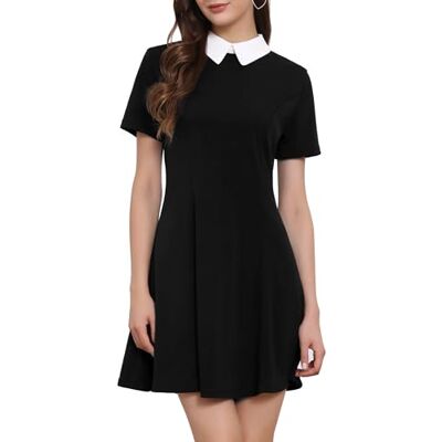 Allegra K Damen Halloween Kostüm Kurzarm A-Linie Bubikragen Kleid Knielang Party Kostüm Minikleid Schwarz M Allegra K Damen Halloween Kostüm Kurzarm A-Linie Bubikragen Kleid Knielang Party Kostüm Minikleid Schwarz M