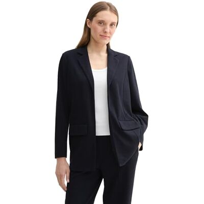 TOM TAILOR Damen Blazer aus fliessendem Material,10668 Sky Captain Blue, S TOM TAILOR Damen Blazer aus fliessendem Material,10668 Sky Captain Blue, S