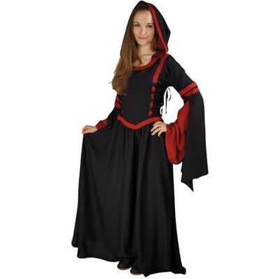 Leonardo Carbone ® Damen Kleid Kapuzenkleid Isolde Kapuze Trompetenärmel Karneval, Halloween, Cosplay, LARP, Mittelalter, Gewand, Kostüm, Fantasy 100% Viskose Leonardo Carbone ® Damen Kleid Kapuzenkleid Isolde Kapuze Trompetenärmel Karneval, Halloween, Cosplay, LARP, Mittelalter, Gewand, Kostüm, Fantasy 100% Viskose