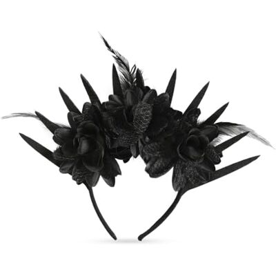 FRIES Halloween Haarreif Schwarze Blumen – Dunkle Eleganz für Halloween und Día de los Muertos FRIES Halloween Haarreif Schwarze Blumen – Dunkle Eleganz für Halloween und Día de los Muertos