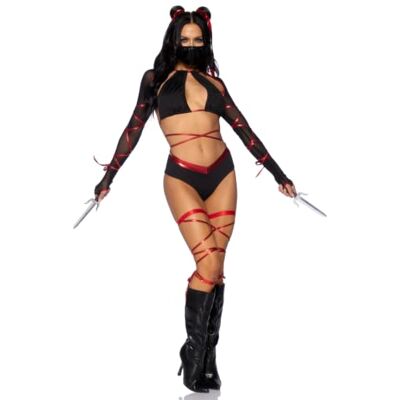 LEG AVENUE 87104-01102 5-teiliges Lethal Ninja Damenkostüm, Größe M, schwarz/rot LEG AVENUE 87104-01102 5-teiliges Lethal Ninja Damenkostüm, Größe M, schwarz/rot