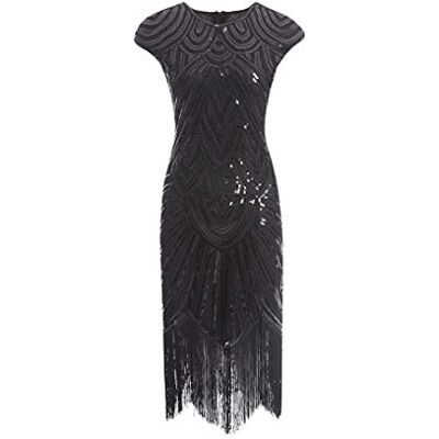 shoperama 20er Jahre Charleston Kleid Pailletten Fransen Flapper Gatsby 20's Fransenkleid Damen-Kostüm shoperama 20er Jahre Charleston Kleid Pailletten Fransen Flapper Gatsby 20's Fransenkleid Damen-Kostüm