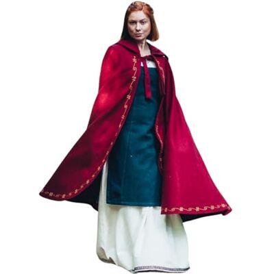 Leonardo Carbone ® Mittelalter Wollumhang Ásidís Mit Handstickerei Kleidung Damen, Cape, Hobbit Kostüm, LARP-Kleidung, Wikinger, Cosplay, Halloween, Karneval Leonardo Carbone ® Mittelalter Wollumhang Ásidís Mit Handstickerei Kleidung Damen, Cape, Hobbit Kostüm, LARP-Kleidung, Wikinger, Cosplay, Halloween, Karneval
