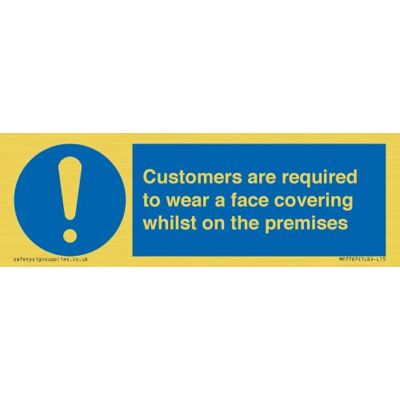 Viking Schild mit Aufschrift "Customers are required to wear a face covering while on the premises", 150 x 50 mm, L15 Viking Schild mit Aufschrift "Customers are required to wear a face covering while on the premises", 150 x 50 mm, L15