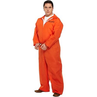 Henbrandt Erwachsenenkostüm für Herren, Orange, Gefängnis-Overall, XL, für Sträfling, Overall, Gefängnisanzug, Einheitsgröße, Größe XL Henbrandt Erwachsenenkostüm für Herren, Orange, Gefängnis-Overall, XL, für Sträfling, Overall, Gefängnisanzug, Einheitsgröße, Größe XL
