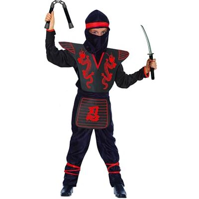 Ciao Red Ninja Fighter Kostüm Verkleidung Junge (Größe 5-7 Jahre) with toy weapons set Ciao Red Ninja Fighter Kostüm Verkleidung Junge (Größe 5-7 Jahre) with toy weapons set