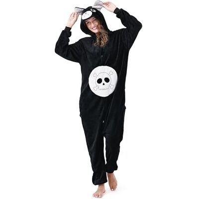 Katara Schwarzes Glücksbärchi Kostüm, Onesie, Overall, Jumpsuit für Erwachsene, Damen, Herren, Pechbärchi Fasching, L Katara Schwarzes Glücksbärchi Kostüm, Onesie, Overall, Jumpsuit für Erwachsene, Damen, Herren, Pechbärchi Fasching, L