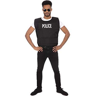 Bristol Novelty CA0012 Polizeiweste, Herren, Damen, schwarz Halloween Bristol Novelty CA0012 Polizeiweste, Herren, Damen, schwarz Halloween