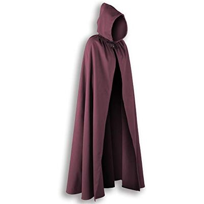 MYTHOLON Aaron Umhang mit Kapuze, Kostüm aus Canvas Baumwolle, Mittelalter LARP, Verkleidung Damen Herren, Bordeaux MYTHOLON Aaron Umhang mit Kapuze, Kostüm aus Canvas Baumwolle, Mittelalter LARP, Verkleidung Damen Herren, Bordeaux