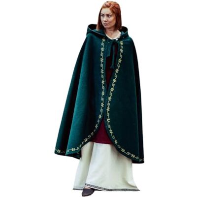 Leonardo Carbone ® Mittelalter Wollumhang Ásidís Mit Handstickerei Kleidung Damen, Cape, Hobbit Kostüm, LARP-Kleidung, Wikinger, Cosplay, Halloween, Karneval Leonardo Carbone ® Mittelalter Wollumhang Ásidís Mit Handstickerei Kleidung Damen, Cape, Hobbit Kostüm, LARP-Kleidung, Wikinger, Cosplay, Halloween, Karneval