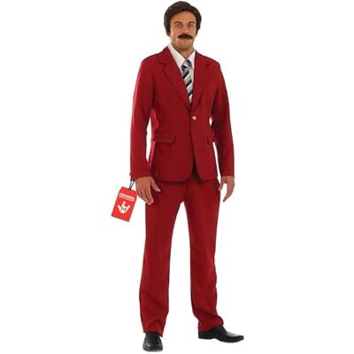 Fun Shack Nachrichtensprecher Kostüm Herren, 70er Halloween Kostüm Jacke, Hose & Krawatte, Weinrotes 70er-Design, Zum Überziehen, Perfekt für Halloween, Ideal zum Verkleiden Fun Shack Nachrichtensprecher Kostüm Herren, 70er Halloween Kostüm Jacke, Hose & Krawatte, Weinrotes 70er-Design, Zum Überziehen, Perfekt für Halloween, Ideal zum Verkleiden