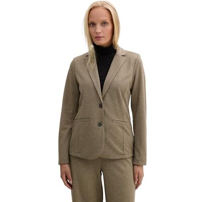 TOM TAILOR Damen Jersey Jacquard Blazer, 36987 Cargo Beige Mini Pepita, XXL TOM TAILOR Damen Jersey Jacquard Blazer, 36987 Cargo Beige Mini Pepita, XXL