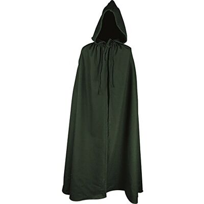 MYTHOLON Aaron Umhang mit Kapuze, Kostüm aus Wolle, Mittelalter LARP, Verkleidung Damen Herren, grün MYTHOLON Aaron Umhang mit Kapuze, Kostüm aus Wolle, Mittelalter LARP, Verkleidung Damen Herren, grün