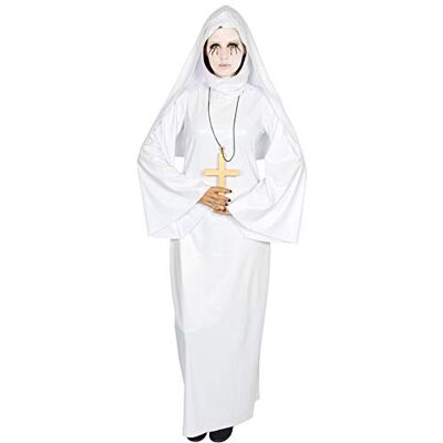 Foxxeo weißes Geister Nonnen Kostüm für Damen Größe S-XXL Halloween Verkleidung Fasching Karneval Foxxeo weißes Geister Nonnen Kostüm für Damen Größe S-XXL Halloween Verkleidung Fasching Karneval