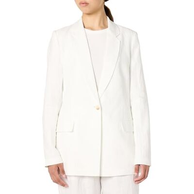 The Drop Damen Blake Langer Blazer, Weißes Leinen, S The Drop Damen Blake Langer Blazer, Weißes Leinen, S