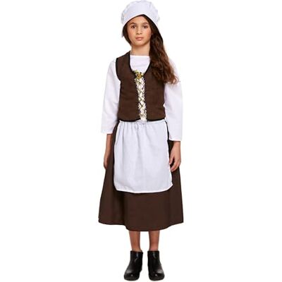 Henbrandt Children’s Victorian Maid Costume with Hat Victorian Era School History Book Day Street Urchin Kids Outfit Sizes Medium and Large Halloween Fancy Dress for Girls Henbrandt Children’s Victorian Maid Costume with Hat Victorian Era School History Book Day Street Urchin Kids Outfit Sizes Medium and Large Halloween Fancy Dress for Girls
