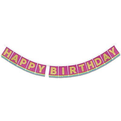 Unique 26390" Happy Birthday Banner mit Seidenfransen – 3,35 m – 1 Stück (1 Packung), Multicolour Unique 26390" Happy Birthday Banner mit Seidenfransen – 3,35 m – 1 Stück (1 Packung), Multicolour